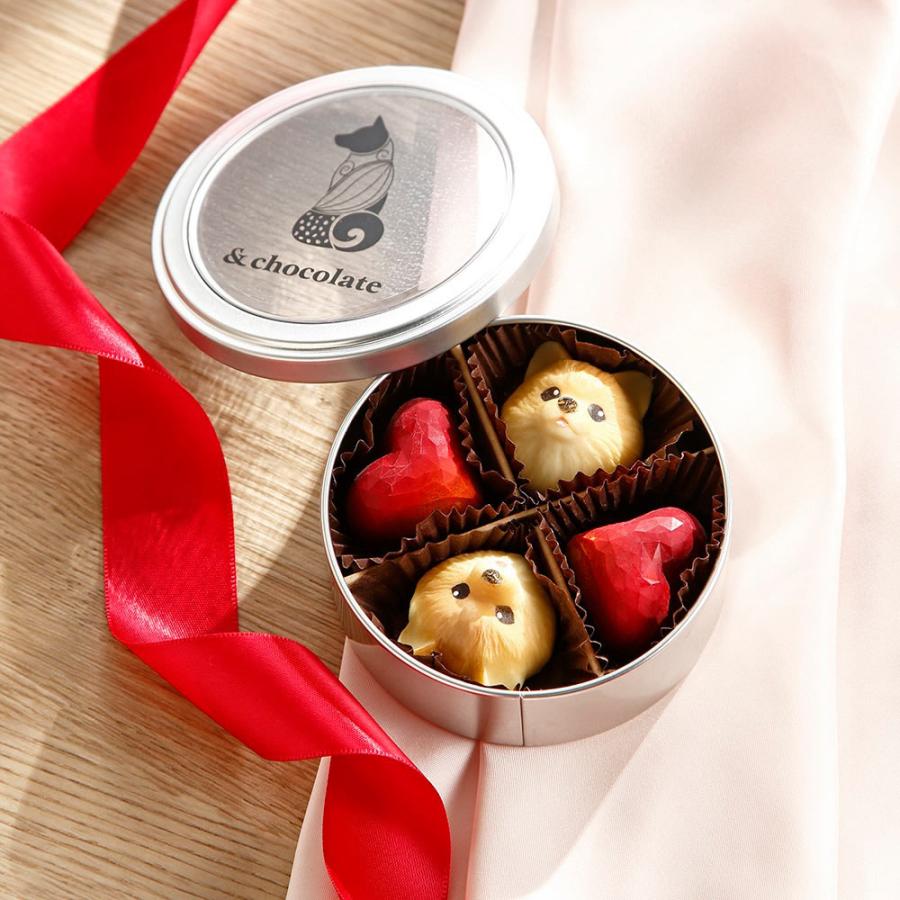 dinos（ディノス） 「&chocolate」ポメラニアン＆ハート缶 計4粒 紙袋