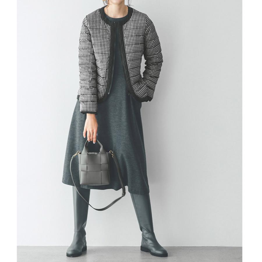 dinos（ディノス） ウール混ジャージー タック フレアワンピース