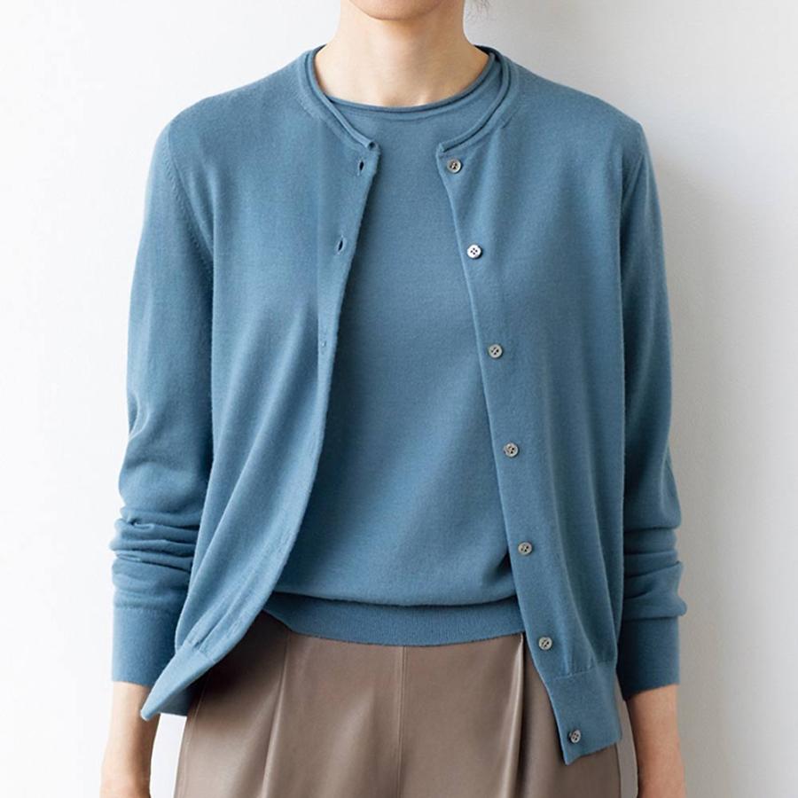 アラシャンカシミヤ クルーネック カーディガン ファッション ニット セーター PC5645 dinos（ディノス） アラシャンカシミヤ クルーネック カーディガン