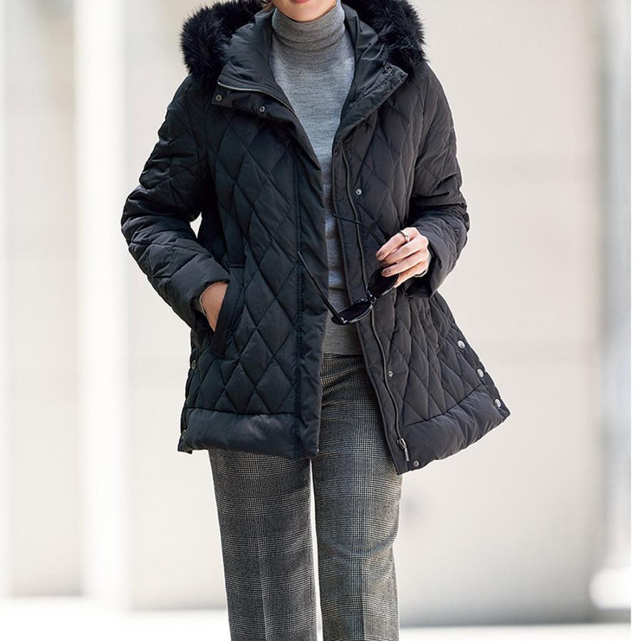 テントライン フーテッド ダウンコート コート ショートコート ハーフコート PC5657 dinos（ディノス） テントライン フーテッド ダウンコート コート