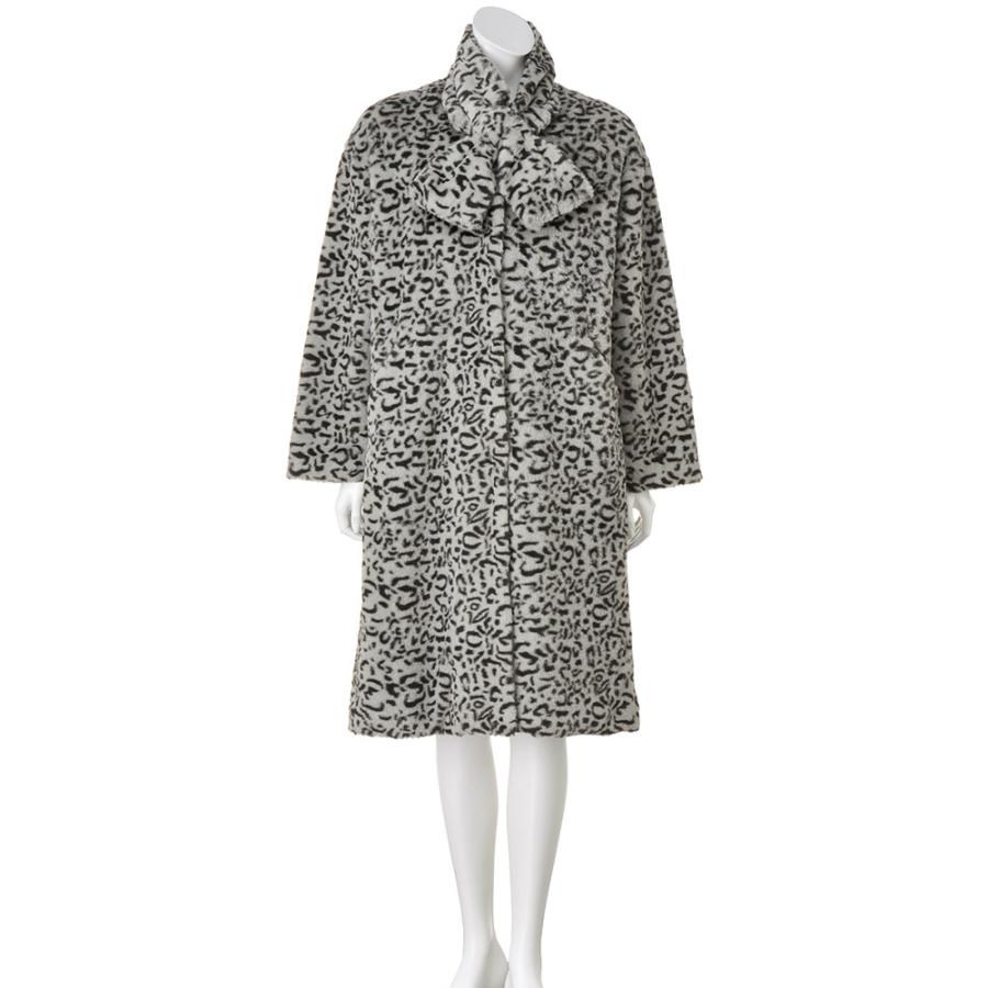 dinos（ディノス） マフラー付き アニマル柄 フェイクファーコート（中