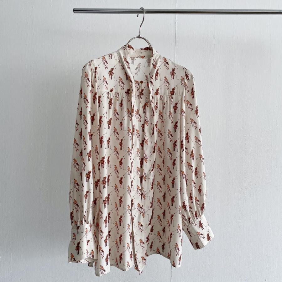 IPEKER/イペカ ホースプリント ボウタイ ブラウス ファッション シャツ