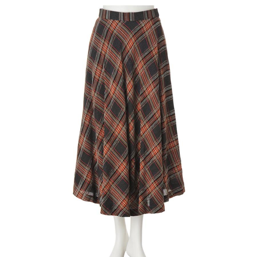 dinos（ディノス） イタリア素材 チェック柄 フレアースカート