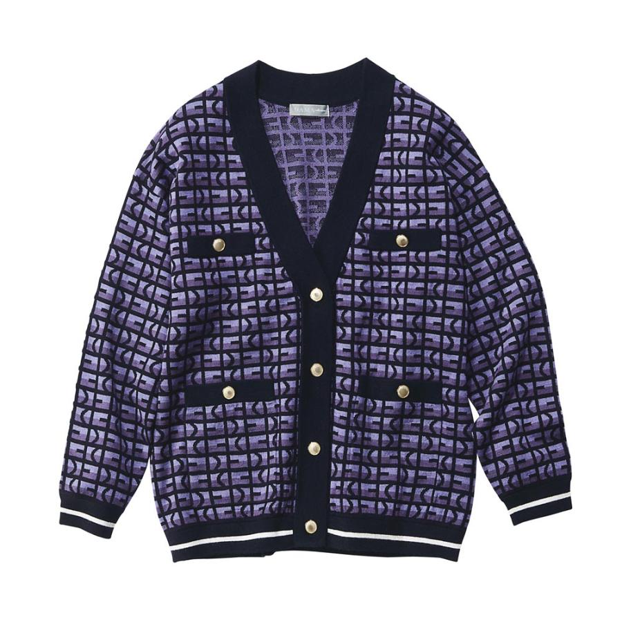 金ボタン ジャカード ニットカーディガン ファッション ニット セーター PC6153 スムース 金ボタン ジャカード ニットカーディガン ファッション