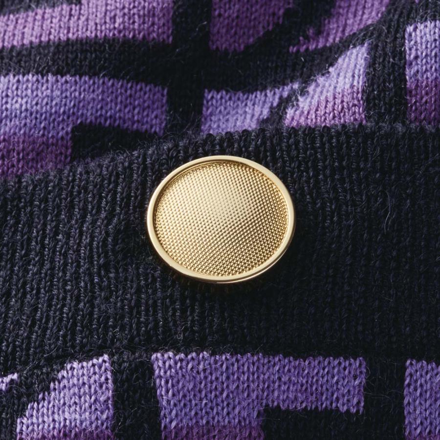 スムース 金ボタン ジャカード ニットカーディガン ファッション