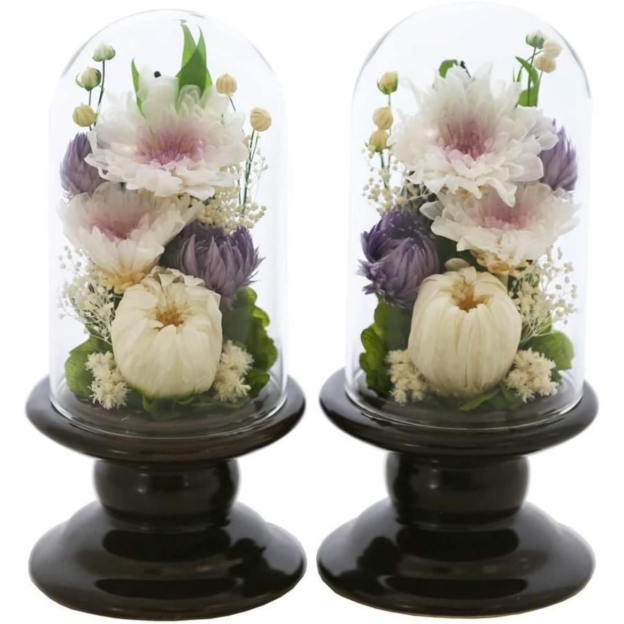アートフォーシーズン 仏花 ●（茶系）ミニ輪菊glass 対デザイン２個SETホワイト プリザーブドフラワー 仏花 アートフォーシーズン 茶系 ミニ輪菊glass 対デザイン２個SETホワイト プリザーブドフラワー ミニ 初七日
