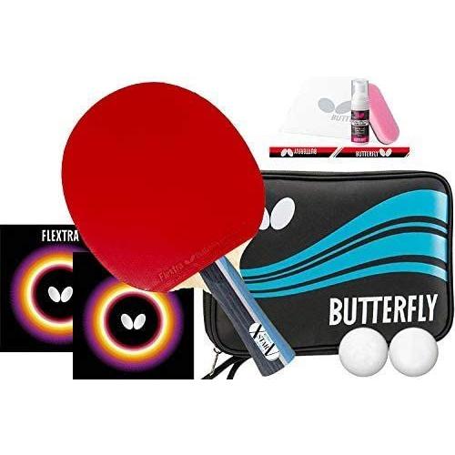 8115円 超ポイントバック祭 バタフライ 新入生応援セット初心者向け エクスター5 卓球ラケットセット 卓球ラバー サイドテープ ラバー貼り ラケットケース スウィーブ