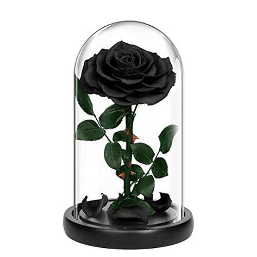 プリザーブドフラワー バラ ブラック 黒 ローズ 薔薇 花 可愛い ガラスドーム Ledライト付き 木製ベース ブリザードフラワー ロマンテ Diofioredrago 通販 Yahoo ショッピング
