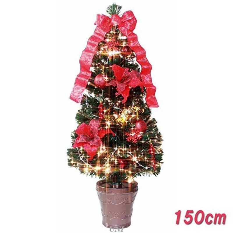 時間指定不可 ドウシシャ クリスマスツリー Dxe Gr150re 150cm Ledファイバー Ledオーナメント付きdxファイバーグリーンレッド 屋外照明