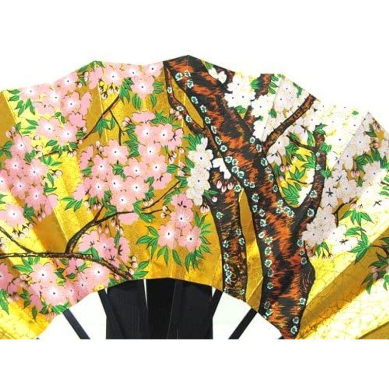 日本のお土産 日本の伝統 飾り扇子 金地飾り扇子 金箔地黒骨 扇子 桜 