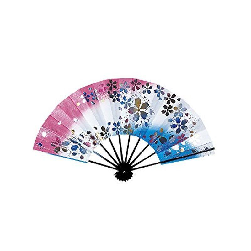 舞扇(黒骨・ピンク/ブルー変わり暈し・桜) :20220320011853-00689 舞扇(黒骨・ピンク/ブルー変わり暈し・桜) :20220320011853-00689