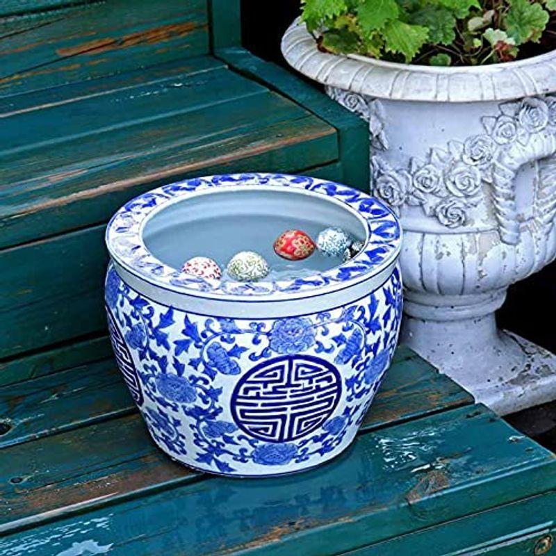 純正直営店 水鉢 大型 藍花 10号 鉢カバー プランターカバー プランター 睡蓮鉢 メダカ鉢 金魚鉢 陶器 めだか鉢 鉢 陶器 水連鉢 和モダン 和風 人気通販 Ssl Daikyogo Or Jp