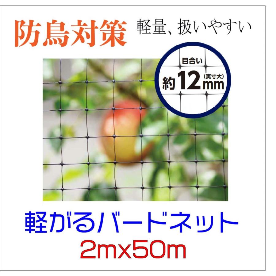 ダイオ 鳥よけ 防鳥 黒 12mm目 2mx50m 広幅 軽々バードネット 目立たず
