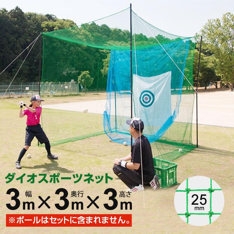 ダイオ 公式 スポーツネット「全球入魂」 サイズ：3m×3m×3m 緑 網目