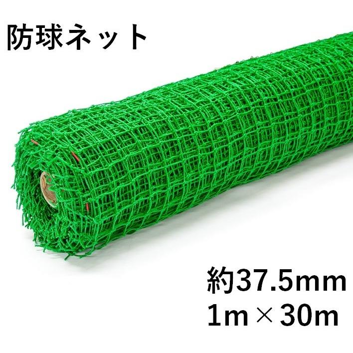 防球ネット　ロール　37.5ｍｍ角目　1ｍ×30ｍ　簡易フェンス　野球　緑　ポリ有結バッティングネット　防鳥　他スポーツ全般　防獣