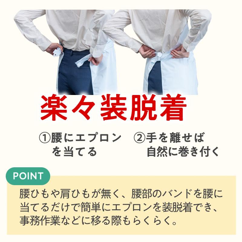 ウェーブロック エプロン 業務用 防水 ワンタッチエプロン 前掛け 白