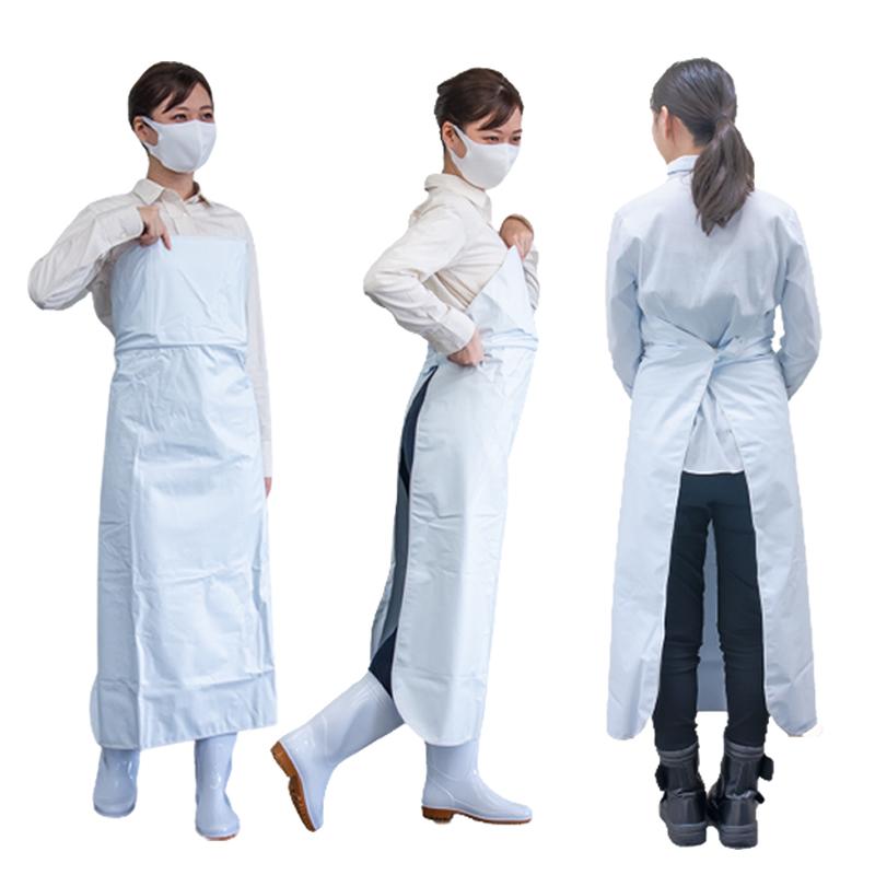 ウェーブロック 公式 ワンタッチ エプロン 防水 前掛け 白 スカート