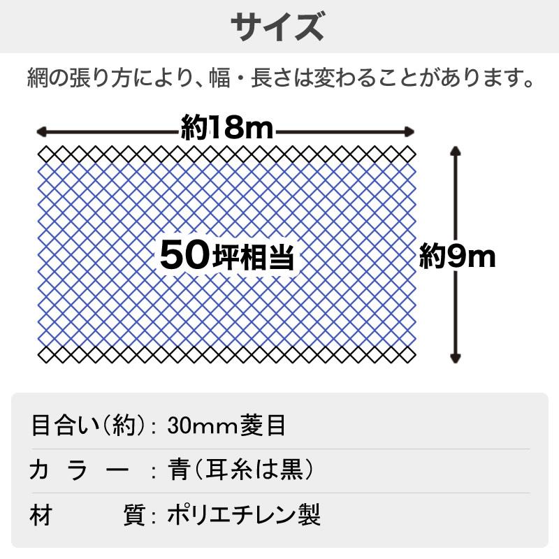 ダイオ 公式 強力防鳥網 ブルー 30mm目 50坪 9mx18m 1000D 農園芸用 糸