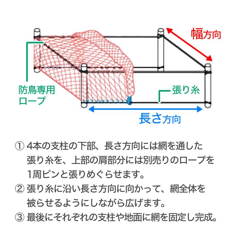 ダイオ 公式 防鳥網 オレンジ 45mm目 20坪 7.2mx9m 400D 農園芸用 車庫