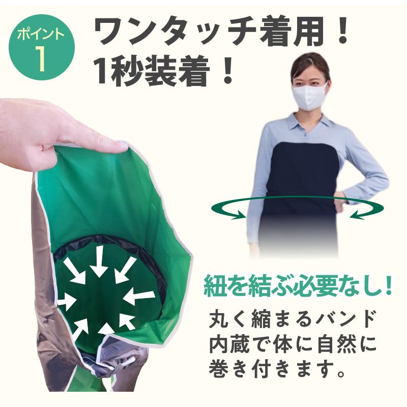 ワンタッチ　エプロン　まとめ買い　10枚セット　防水　紺　ネイビー　前掛け　食品加工　フリーサイズ　飲食　スカートタイプ　B型　水産　工場ワンタッチエプロン