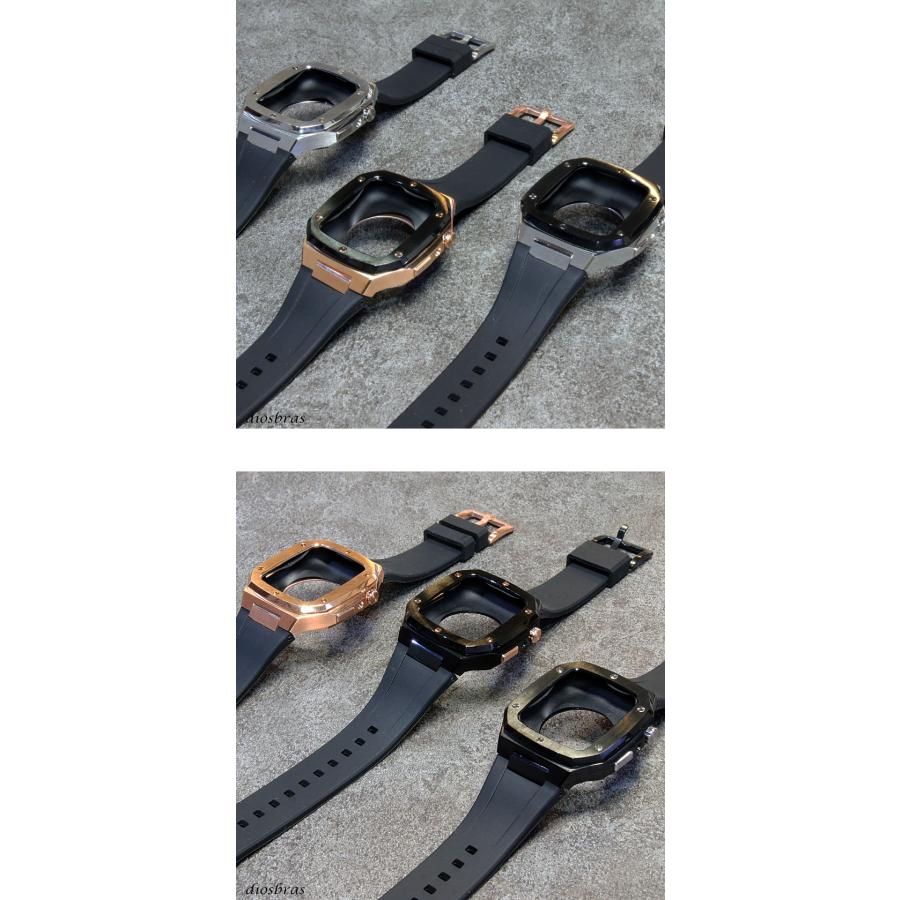 apple watch アップルウォッチ バンド ベルト ステンレス ケース カバー 一体型　ラバー  メンズ クロコダイル｜diosbras｜03