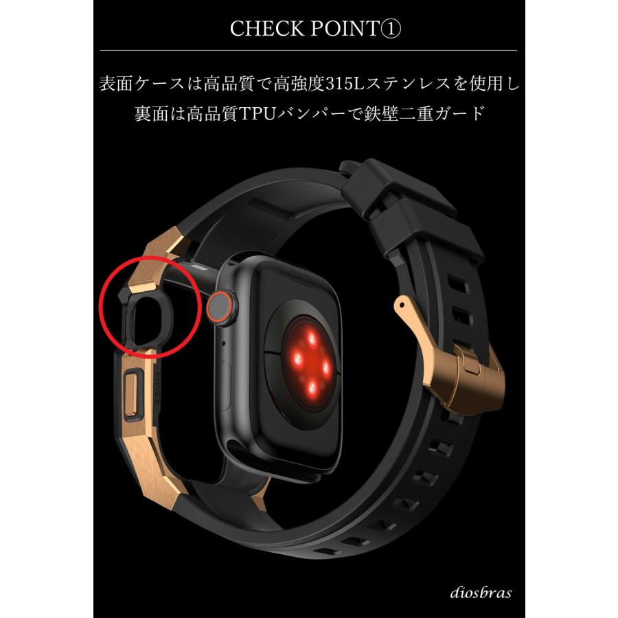 apple watch アップルウォッチ バンド ベルト ステンレス ケース カバー 一体型　ラバー  メンズ | Apple Watch | 10