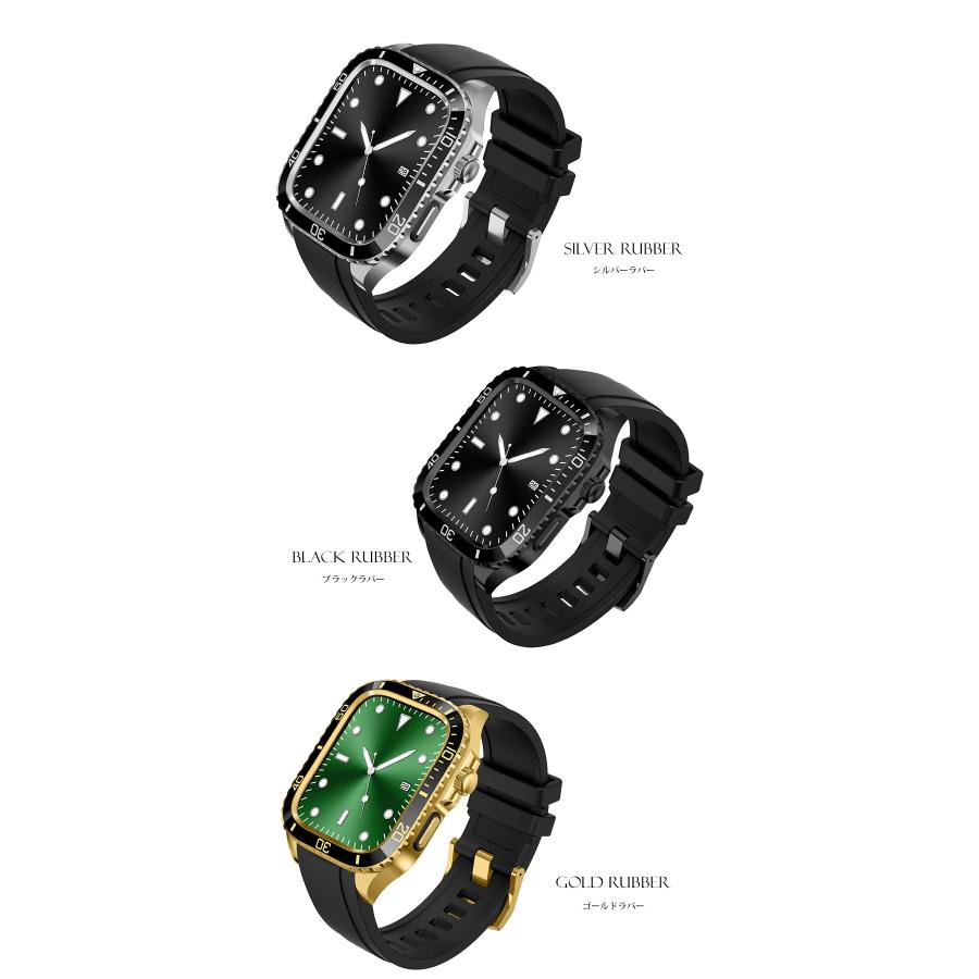 apple watch アップルウォッチ バンド ベルト スポーツモデル ステンレス ケース カバー 一体型　ラバー  メンズの画像