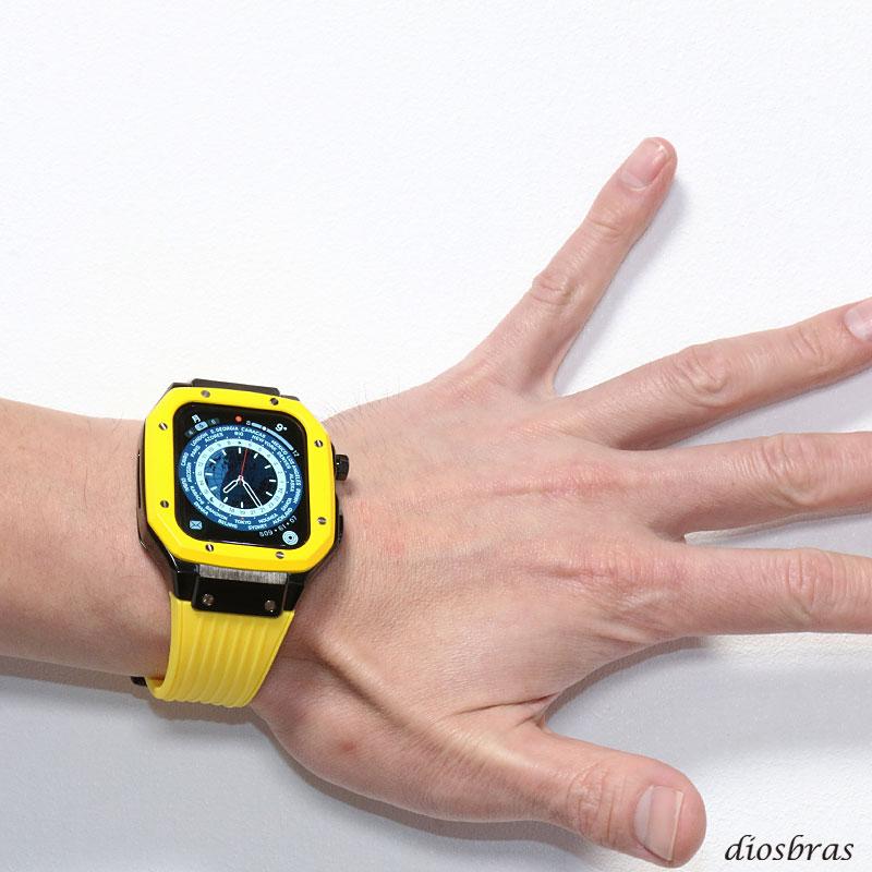 r1白☆Apple Watch ラバーアップルウォッチバンドカスタムメタルカバー Apple Watch apple watch アップルウォッチ バンド ベルト 合金