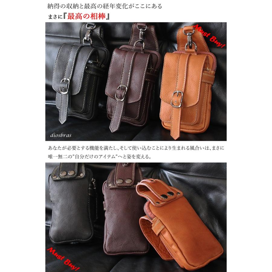 diosbras ディオブラス 本革 ウエスト バッグ ケース レザー 新品 ヒップバッグ メンズ 本革 レザー ウエストバッグ : diosbras(ディオ