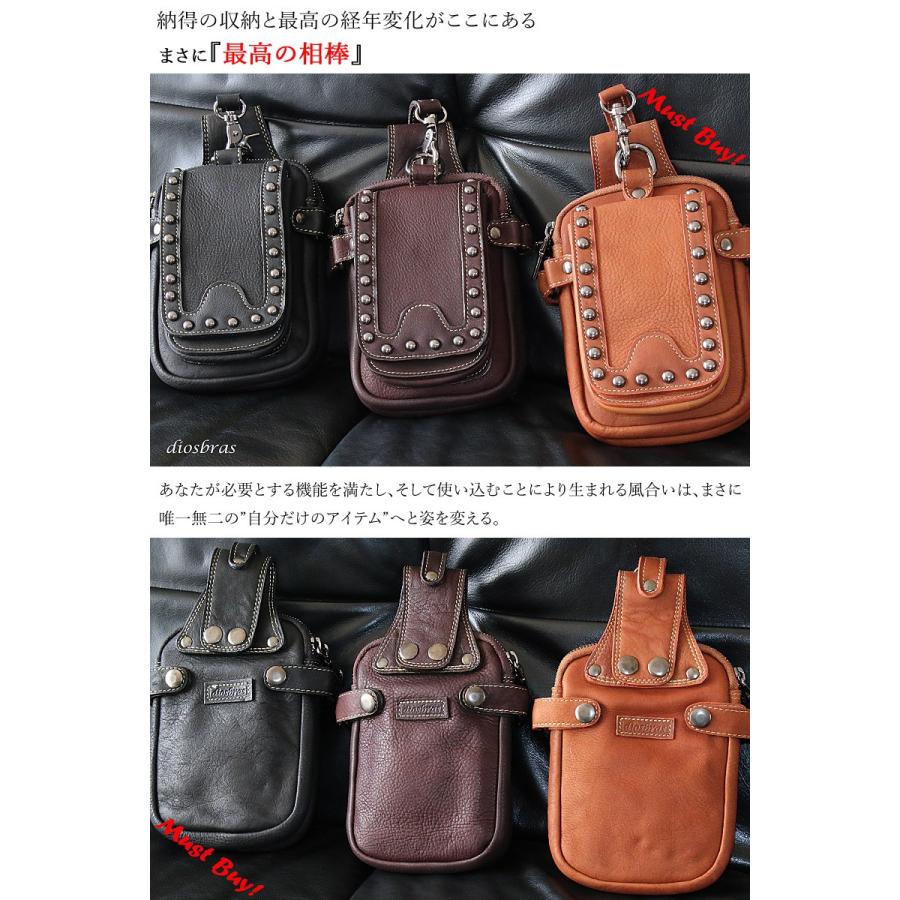 diosbras ディオブラス 本革 ウエスト バッグ ケース レザー 新品 ヒップバッグ メンズ 本革 レザー ウエストバッグ : diosbras(ディオ