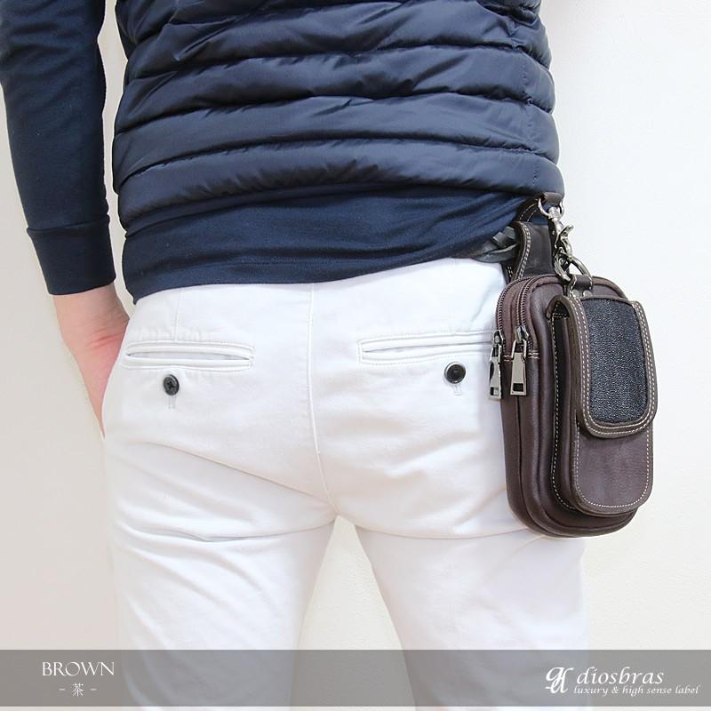 ウエストポーチ ベルトポーチ メンズ 本革 レザーウエストバッグ