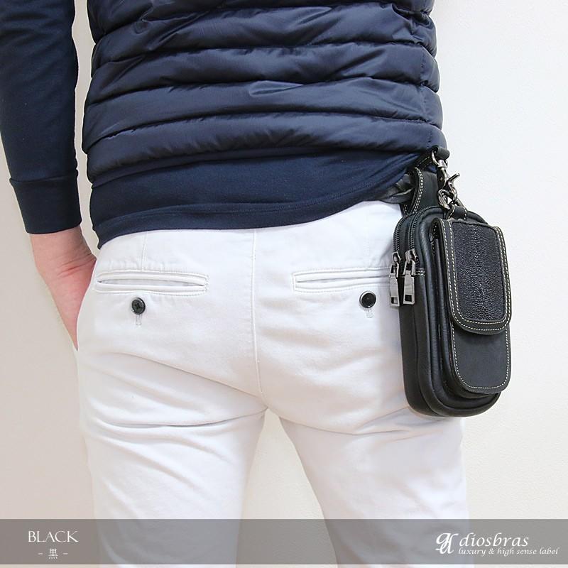 ウエストポーチ ベルトポーチ メンズ 本革 レザーウエストバッグ