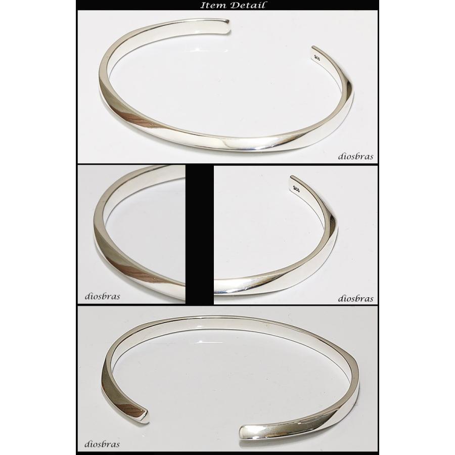 バングル オールエッジ シンプル プレーン ブレスレット シルバー925