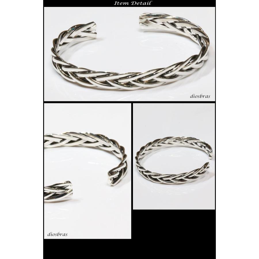 シルバーバングル ハンドメイド チェーン デザイン 編み込み 網目