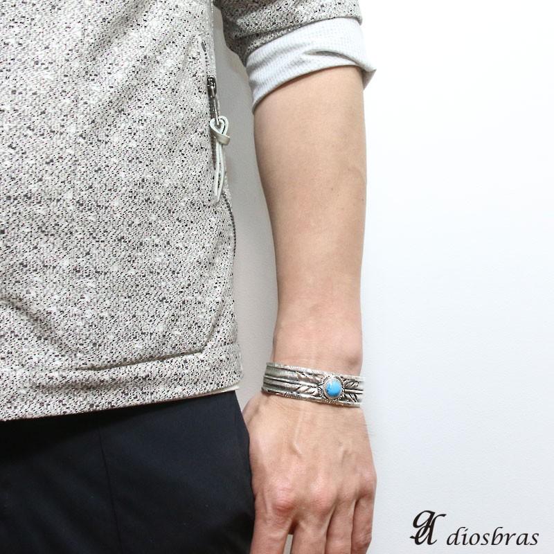 シルバーバングル】【シルバーアクセサリー】フェザー ターコイズ