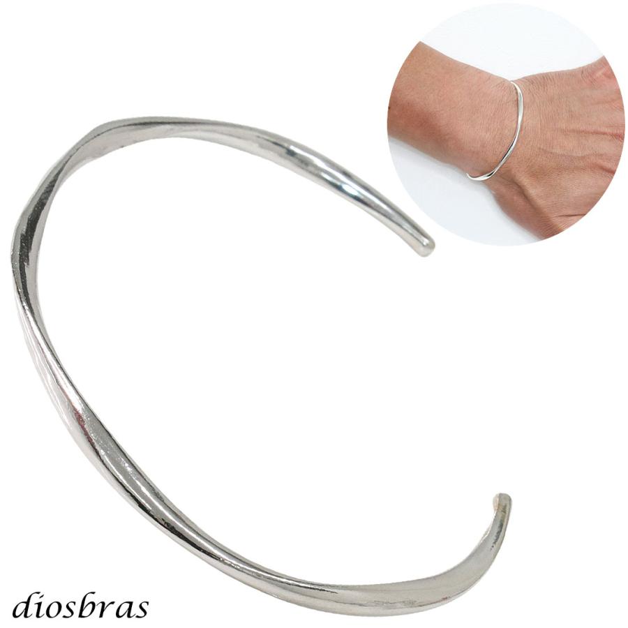 シルバー925 エメラルドカット バングル シルバーバングル シルバーアクセサリー エッジ ねじり ウエーブ