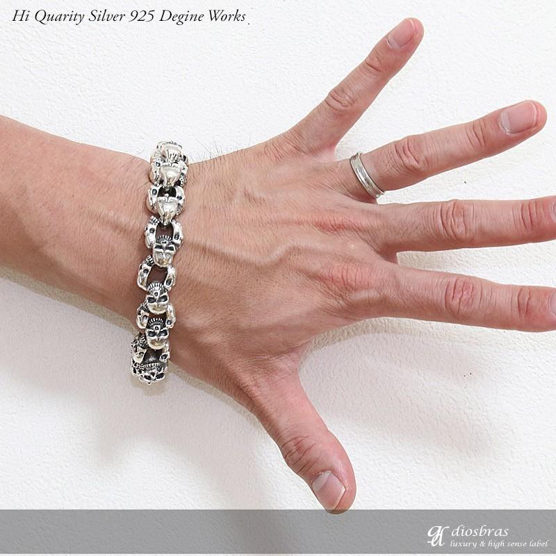 スカル 骸骨 ブレスレット バングル シルバー925 : diosbras(ディオ
