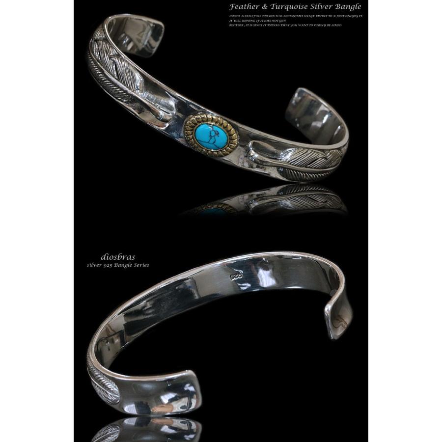 バングル シルバーアクセサリー シンプル ターコイズ メンズ
