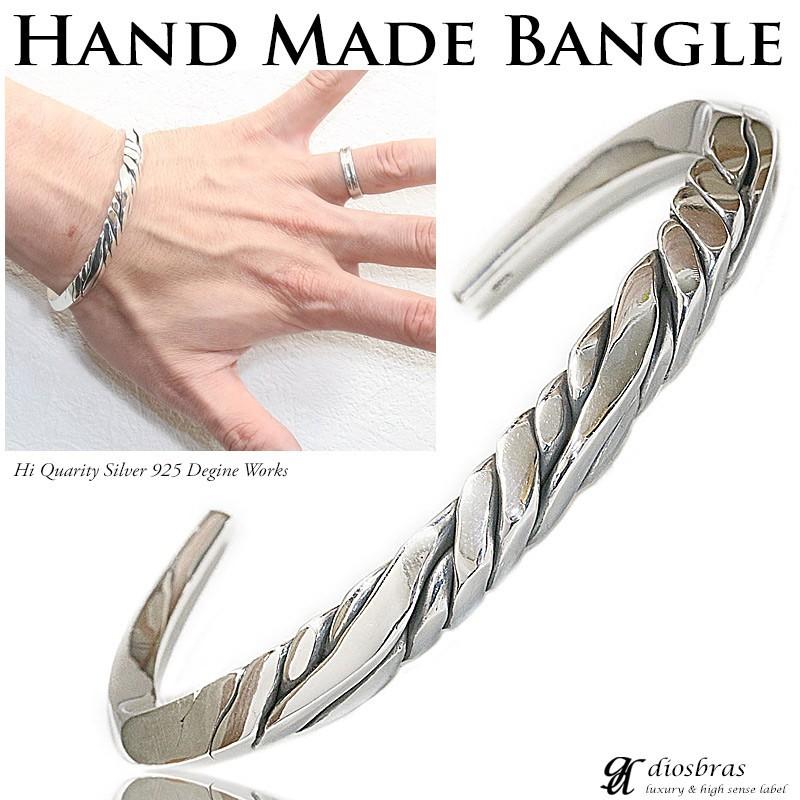 シルバーバングル フェザー柄 ハンドメイド 【公式通販】