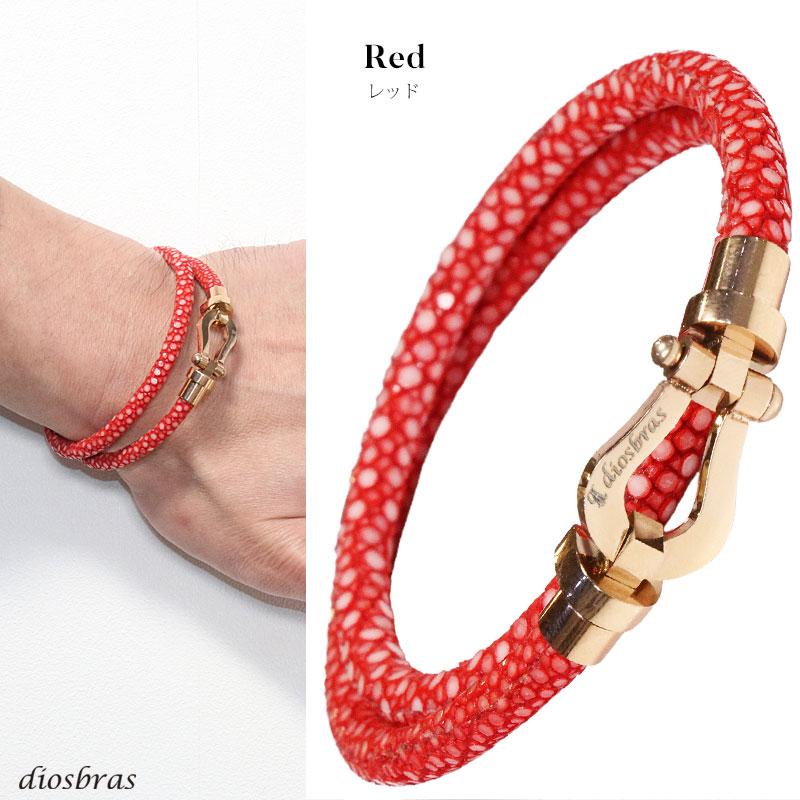 ブレスレット メンズ レザー スティングレイ ガルーシャ エイ革 馬蹄