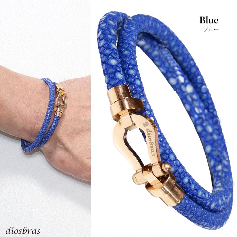 ブレスレット メンズ レザー スティングレイ ガルーシャ エイ革 馬蹄