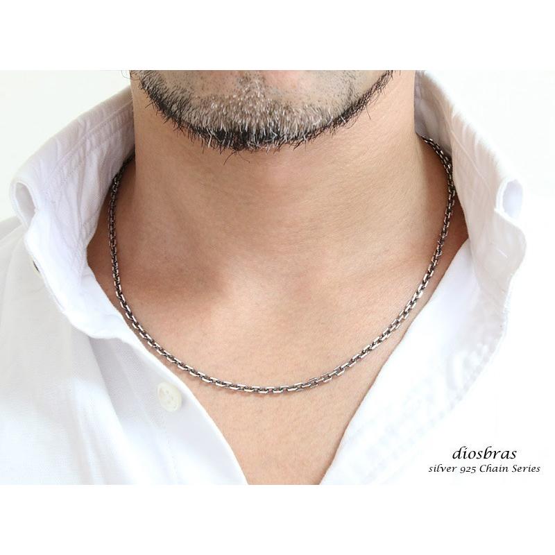 幅3mm 60cm アズキカット 燻 シルバーチェーン ネックレス 小豆