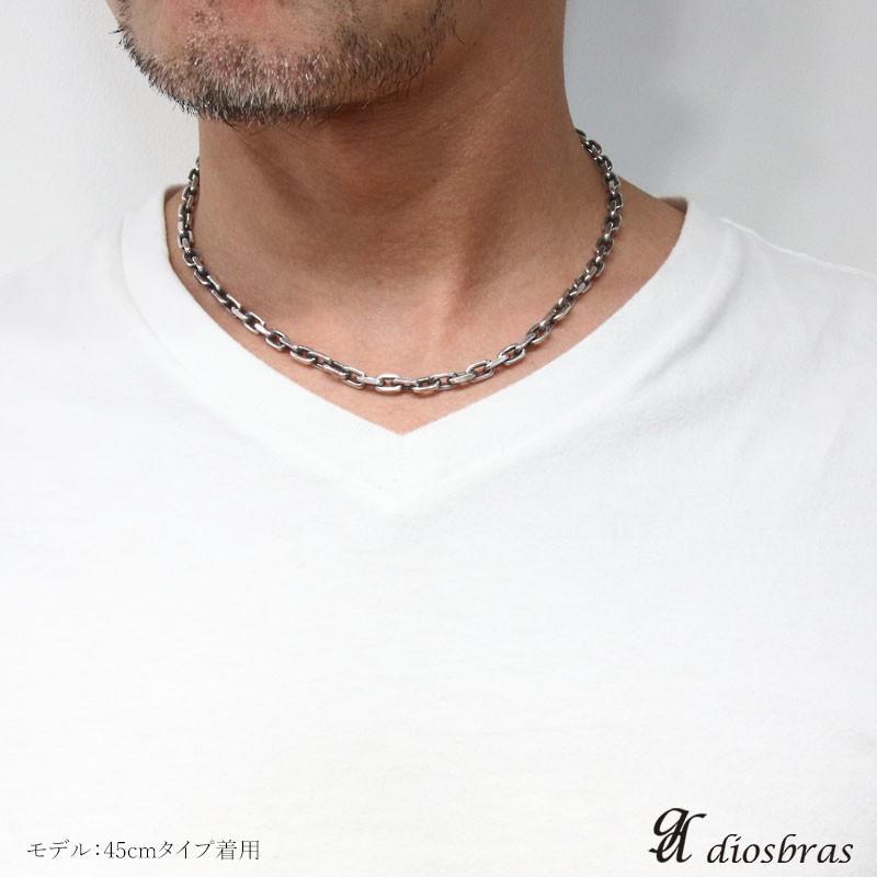 幅5mm 60cm アズキカット 燻 シルバーチェーン ネックレス 小豆