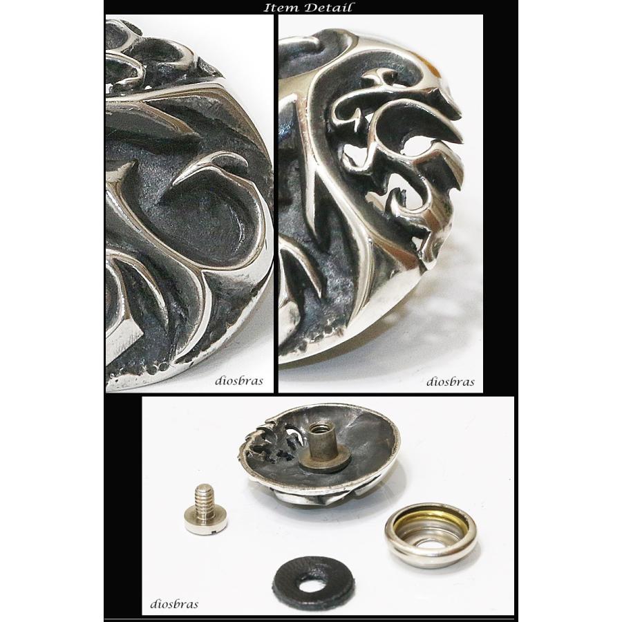 38ミリ　シルバーコンチョ シルバー925 コンチョ ボタン シルバー925/ネジ式/フローラル彫金/ビッグコンチョ