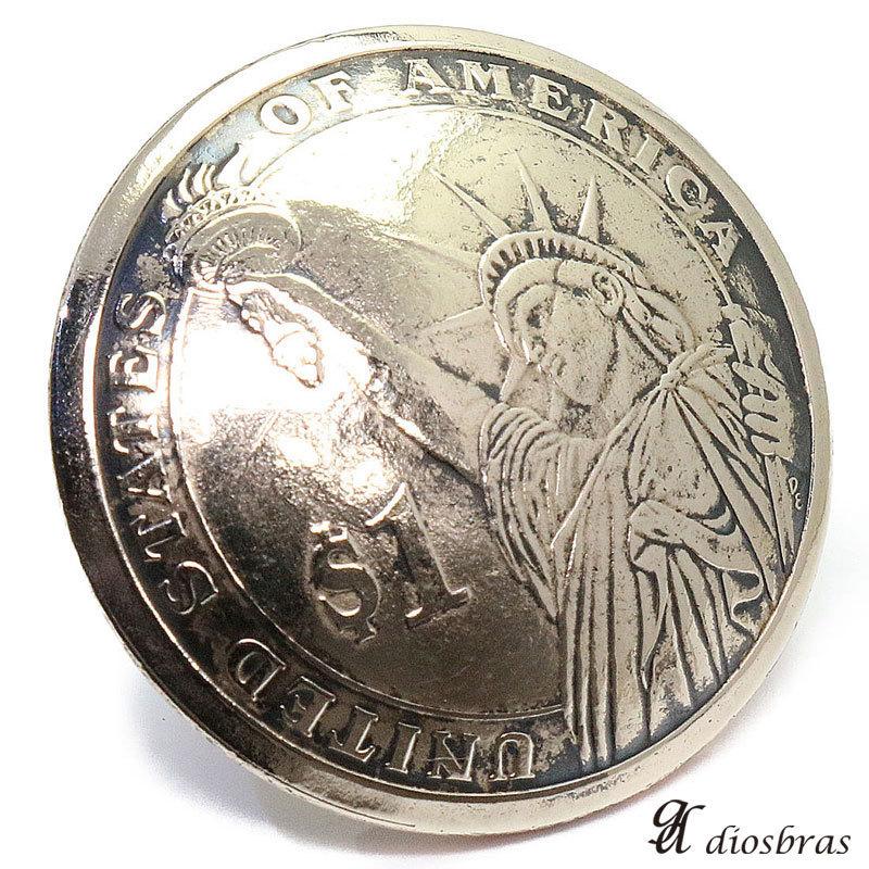 リアルコイン USA　1ドルコイン 自由の女神 コンチョボタン硬貨 コインコンチョ　コイン ビンテージコイン 銀貨 オールド銀貨 アメリカ硬貨 ネジ式  :COP-91-KB:diosbras(ディオブラス) - 通販 - Yahoo!ショッピング