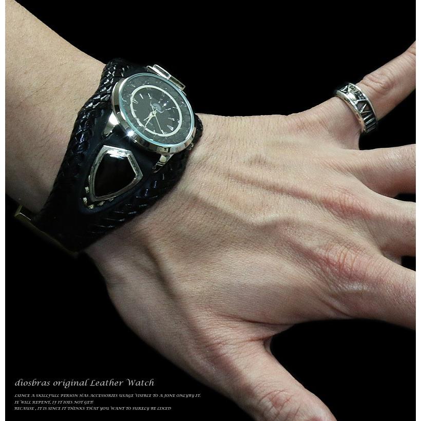 腕時計 メンズ ターコイズ オニキス 時計 レザーブレス ウォッチ 本革