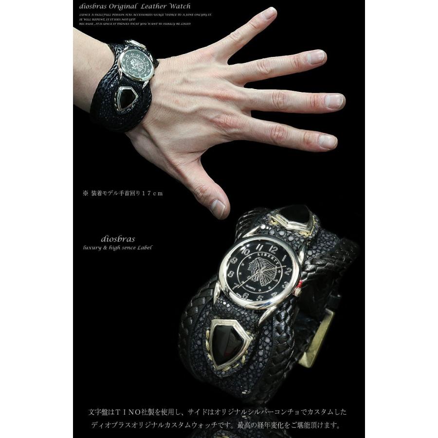 腕時計 メンズ ターコイズ オニキス 時計 レザーブレス ウォッチ