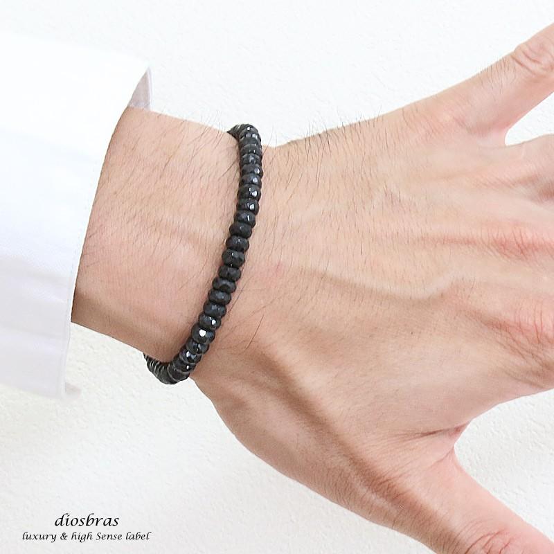 ブラックスピネル 5mm ブレスレット シルバー925 馬蹄 ホースシュー 