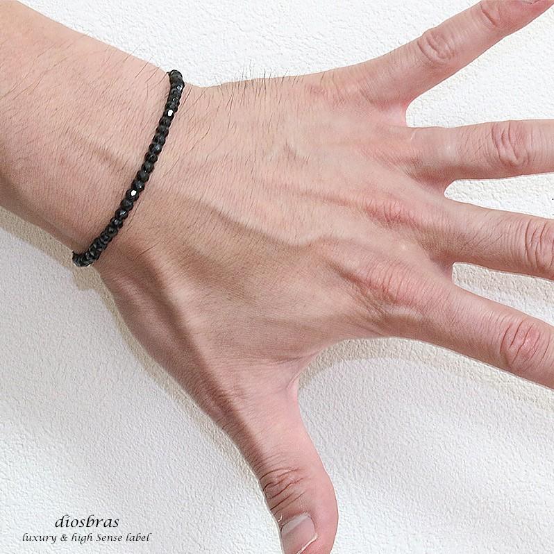 ブラックスピネル 4mm ブレスレット シルバー925 馬蹄 ホースシュー