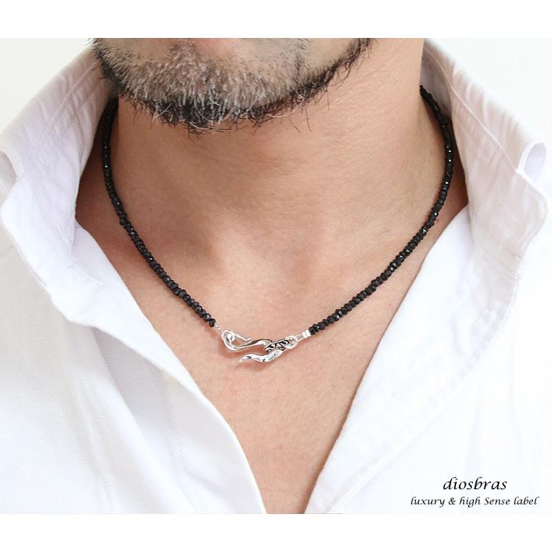 DiosBrasブラックスピネル シルバーネックレス925 ブラックスピネル 3mm ネックレス 馬蹄 ホースシュー シルバー925